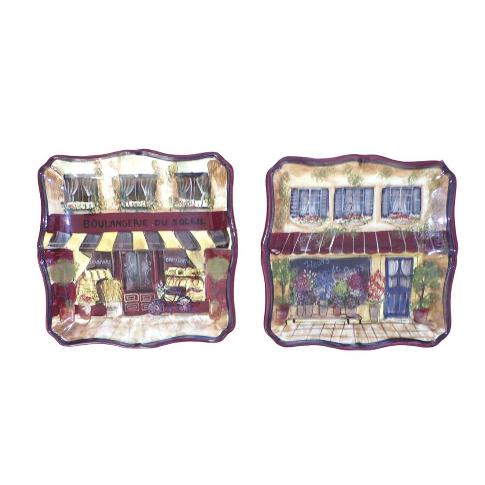 Certified International (2) Plates 9" Salad Kate McRostie Paris Scenes